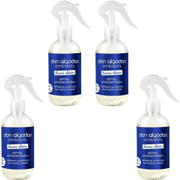Don Algodón Ambients Spray Ambientador Aroma Clásico 250ml – Pack de 4 Unidades | Fragancia Fresca y Duradera para Hogar | Elimina Malos Olores y Perfuma Textiles