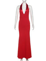 Vestido Elegante Para Mujer NIBBER Sin Espalda Con Halter V-Neck Profundo Verano Sin Mangas Elegante Y Sexy Para Fiesta De Medianoche Vestido Delgado Hasta La Rodilla - details 2
