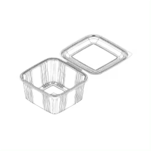 ENVASE CON TAPA BISAGRA CUADRADO 2000 ml (rPET) - Uso frío - 1
