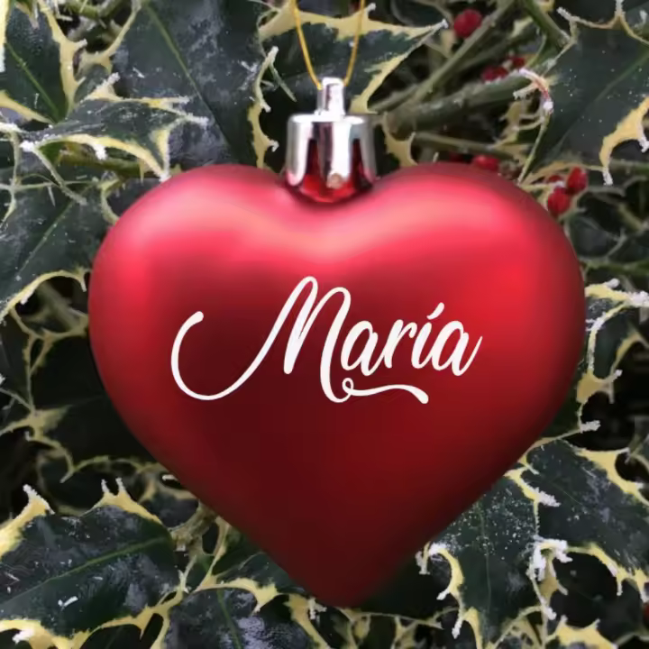 Bola navidad San Valentín corazón rojo con nombre 6cm decoración navidad Decomac - 1