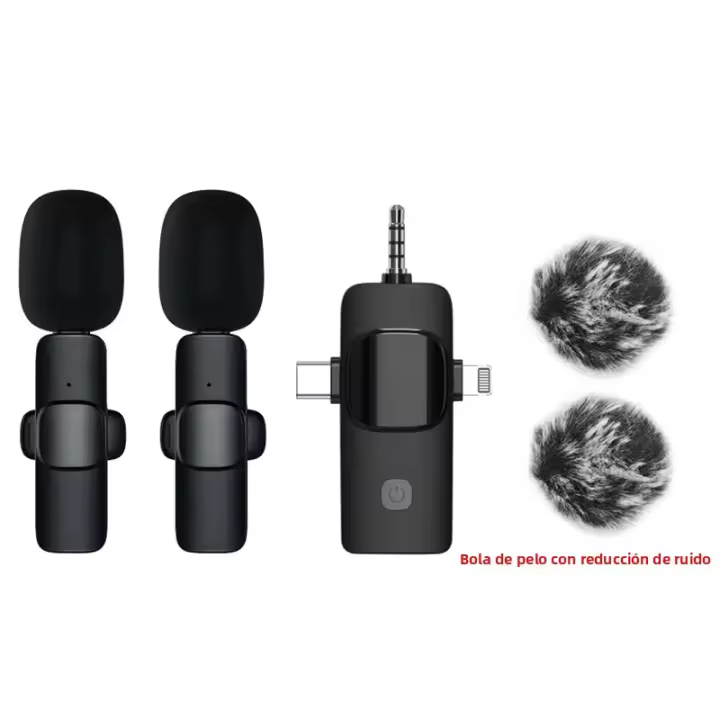 Micrófono Lavalier Inalámbrico 3 En 1 Para iPhone Android 3.5mm Grabación De Radio Vivo Reducción De Ruido Profesional Mini Micrófono Condensador Omnidireccional - 1