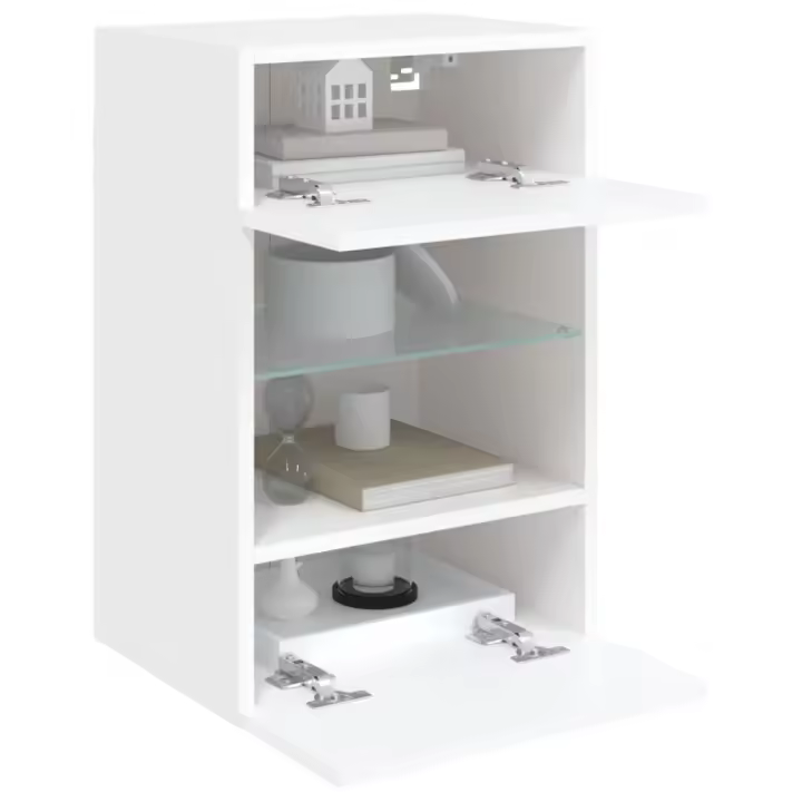 vidaXL Muebles de TV de pared con luces LED 2 uds blanco 40x30x60,5 cm - 1