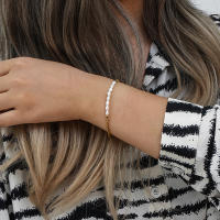 Pulsera Elegante De Perlas Y Acero Inoxidable E.B.belle Para Mujer Pulsera De Cadena Tejida Polida Resistente Al Agua Para Fiestas - details 1