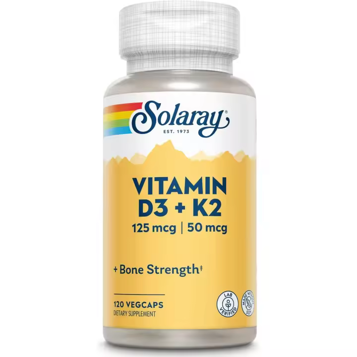 SOLARAY Vitamin D3 + K2  Vegcaps Es 67.91g, Sin Sabor, cápsulas, 120 Unidades - 1
