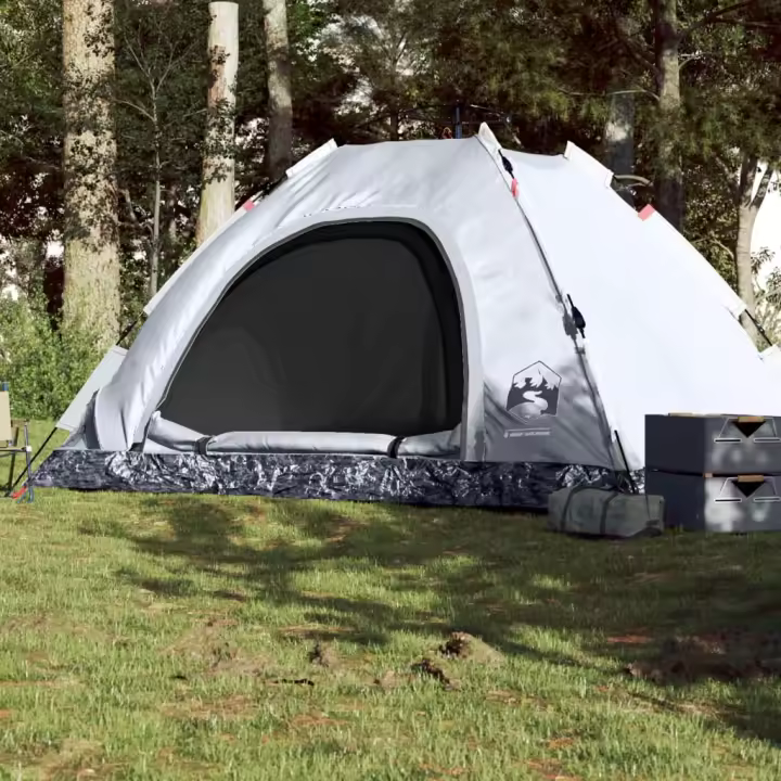 vidaXL Tienda de campaña 5 personas tela opaca apertura rápida blanca - 1