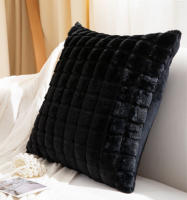 Cojín Decorativo de Pelo Corto de Conejo con Diseño de Cuadros - 7 Colores Suaves | Tamaño 45x45 cm | Ultra Suave y Perfecto para Sofá/Cama/Oficina - details 5