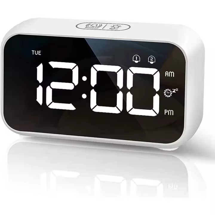 Reloj despertador digital LED con función de repetición espejo recargable por USB - 1