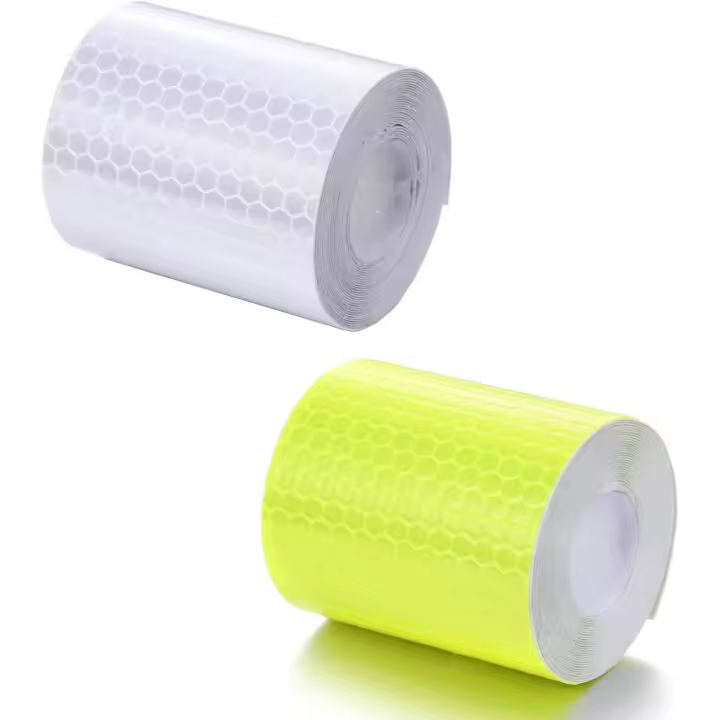 Cinta reflectante, 2 rollos de 3 m x 5 cm, cinta de seguridad impermeable de PVC, autoadhesiva, cinta de señalización de seguridad para bicicleta, coche, camión, motocicleta. - 1