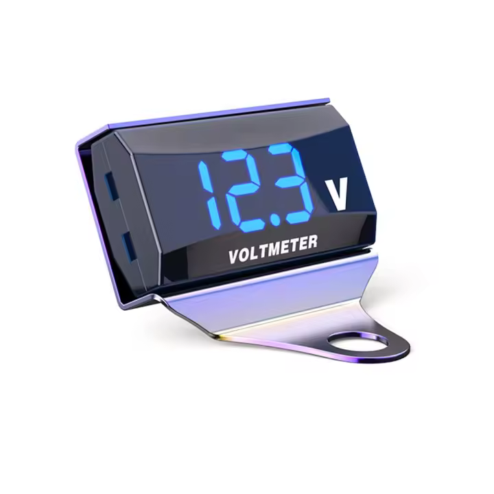 Voltímetro Digital Para Motocicleta DC 10-150V Con Pantalla LED Y Soporte Impermeable Prueba De Voltaje Y Monitor De Batería - 1