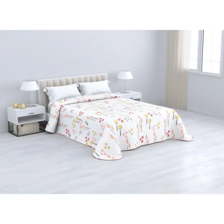 Colcha Reversible de Verano Etna Salmón – Diseño Cálido y Moderno | Cama 90 a 150 cm | Poliéster Ligero | Mercatienda.es - 1