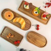 Plato De Madera De Acacia Japonés Rectangular Para Comedor Frutas Aperitivos Taza De Té Oval Tratamiento De Superficie Natural - details 10
