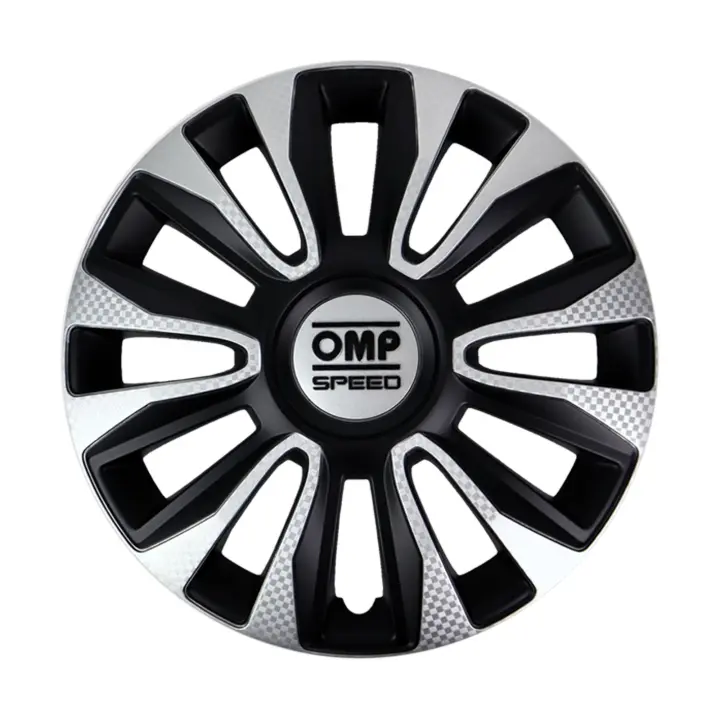 OMP SPEED JUEGO DE 4 TAPACUBOS MAGNUM COLOR NEGRO/PLATA/CARBONO 14 PULGADAS - 1