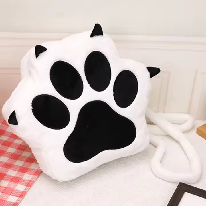 Mochila De Peluche Con Patas De Gato Lindo Para Niñas Con Correas Ajustables Y Cierre De Cremallera Estilo Kawaii Para Mujeres Y Niñas - 1