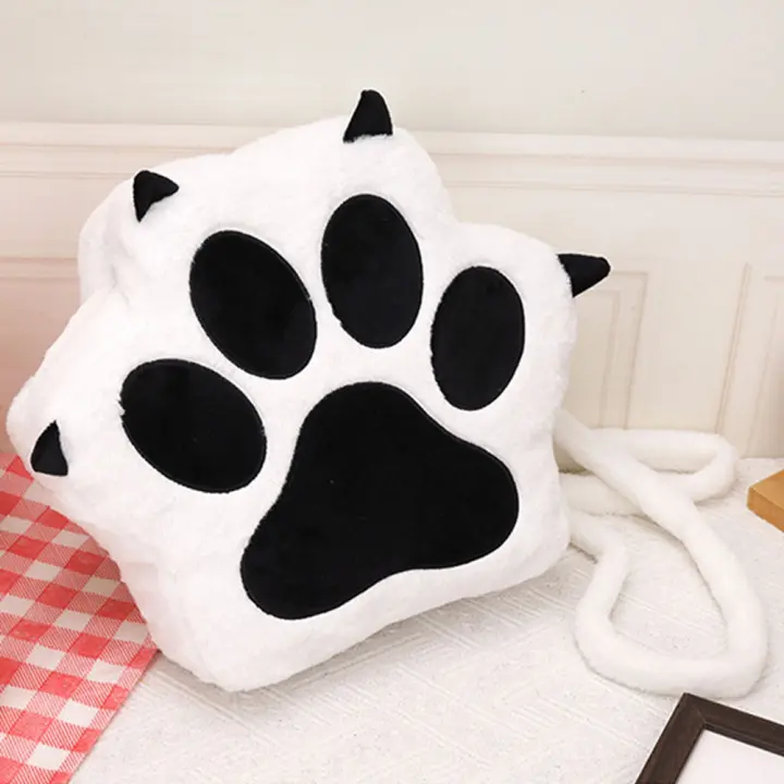 Mochila De Peluche Con Patas De Gato Lindo Para Niñas Con Correas Ajustables Y Cierre De Cremallera Estilo Kawaii Para Mujeres Y Niñas - 1