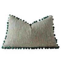 Fundas De Cojines Boho Verdes Con Pompon 30x50cm 45x45cm Textura De Terciopelo Decorativas Para Sofá Manta - details 1