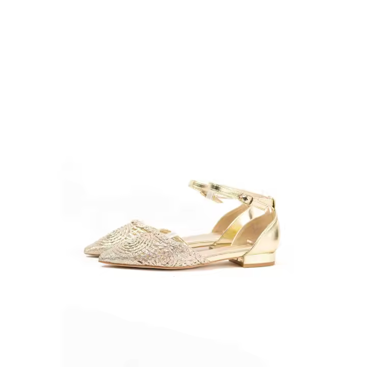 Paloma Wang zapatos dorados mujer con suela plana diseño crochet con pulsera - 1