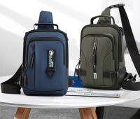 Bolsa De Pecho Multifuncional Para Hombre En Nylon Con Patente Impermeable Antirrobo Para Viajes Con Carga USB Bolsa Masculina Casual - details 0