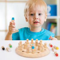 Juego De Memoria De Madera Juego De Ajedrez De Palos Tablero De Colores Juguete Educativo Montessori Para Niños Desarrollo Cognitivo - details 6