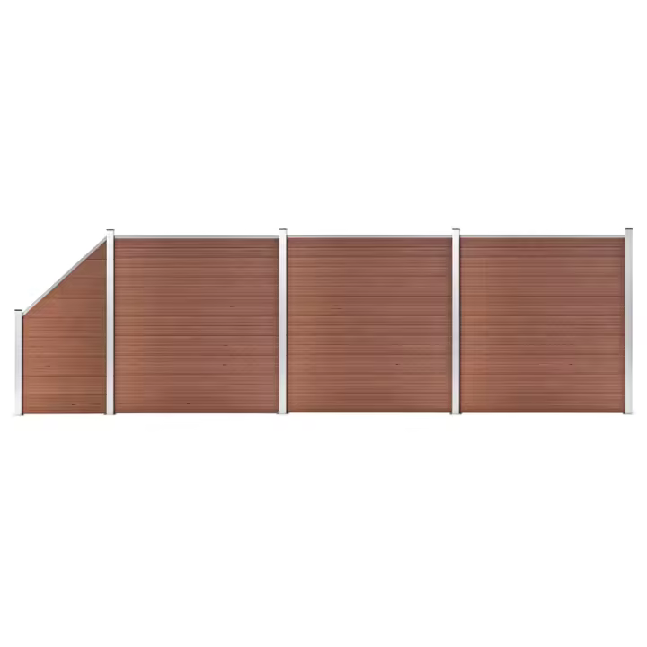 vidaXL Set de valla 3 cuadradas + 1 oblicua WPC marrón 619x186 cm - 1