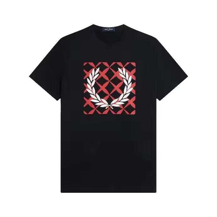 Fred Perry Cross Stitch Printed T-Shirt Black - 1