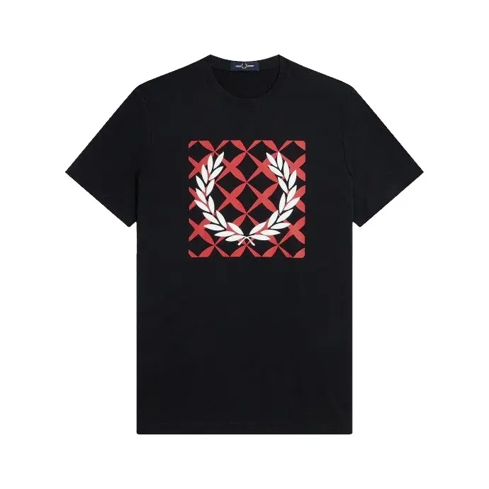 Fred Perry Cross Stitch Printed T-Shirt Black - 1