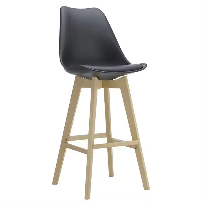 Taburete TORRE (HT64), madera, negro, cojín negro - 1