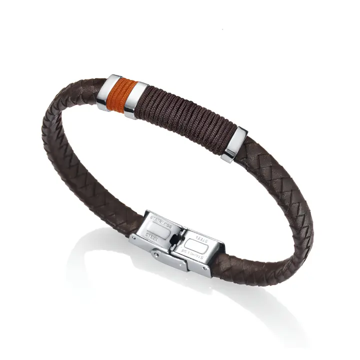 Pulsera Viceroy 6453P01011 piel trenzada acero y cordones - 1