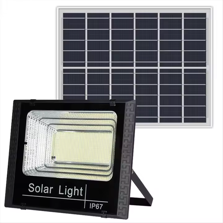 Luces de inundación solares con Control remoto, foco alimentado por energía Solar para exteriores, impermeable, IP67, 100W - 1
