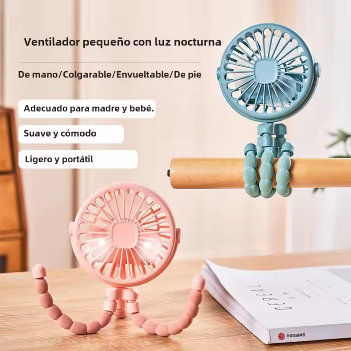 Ventilador Portátil USB Para Escritorio Plegable Multifuncional Pequeño Y Silencioso Para Verano Para Carrito De Bebé Y Uso Doméstico Estilo Octopus - 1