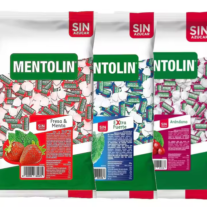 MENTOLIN PACK 3 Kg caramelos sin azúcar duros Fresa Menta & Extra Fuerte & Arandano - 1
