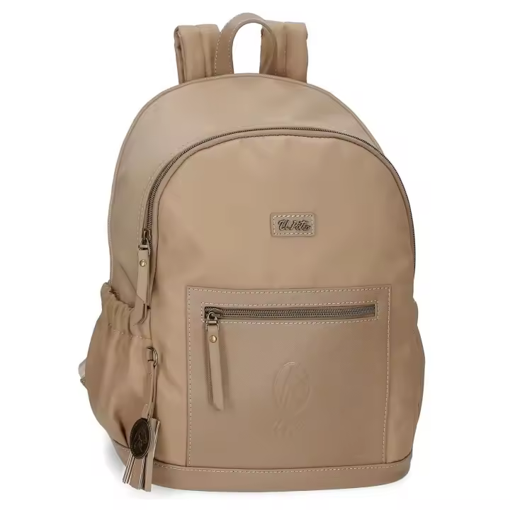 El Potro Mochila de 30cm x 40 cm x 15 cm fabricada en poliéster y PU Beige - 1