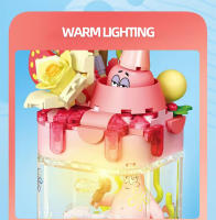 SpongeBob Patrick Star Bloques De Construcción DIY Casa De Piña Y Fresa Con Luz Decoración De Escritorio Juguetes Para Niños - details 7