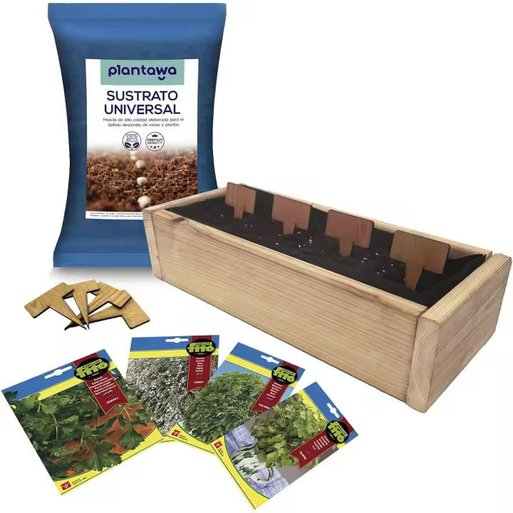 Plantawa Kit de Cultivo Jardinera Slim, Kit Completo para Cultivar Hierbas Aromáticas y Culinarias, Semillas Huerto Urbano para Casa Jardín Decoración Plantas Ecológicas Interior y Exterior. - 1