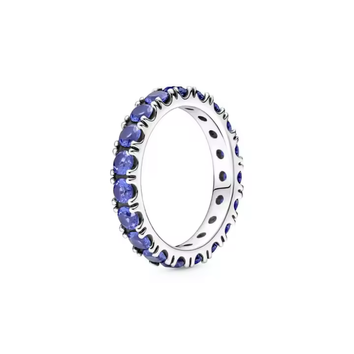 190050C02 - Anillo de plat ade ley Eternity Brillante con cirstales azules 190050C02 PANDORA Silver  Anillo Pandora original - 1