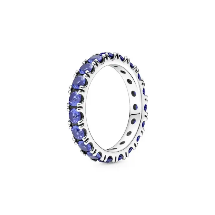 190050C02 - Anillo de plat ade ley Eternity Brillante con cirstales azules 190050C02 PANDORA Silver  Anillo Pandora original - 1
