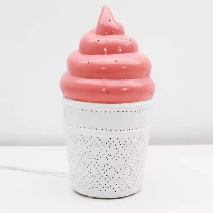 Sklum Lámpara de Mesa Sweet Diseño Helado Rosa/blanco Ø10x18 Cm - 1
