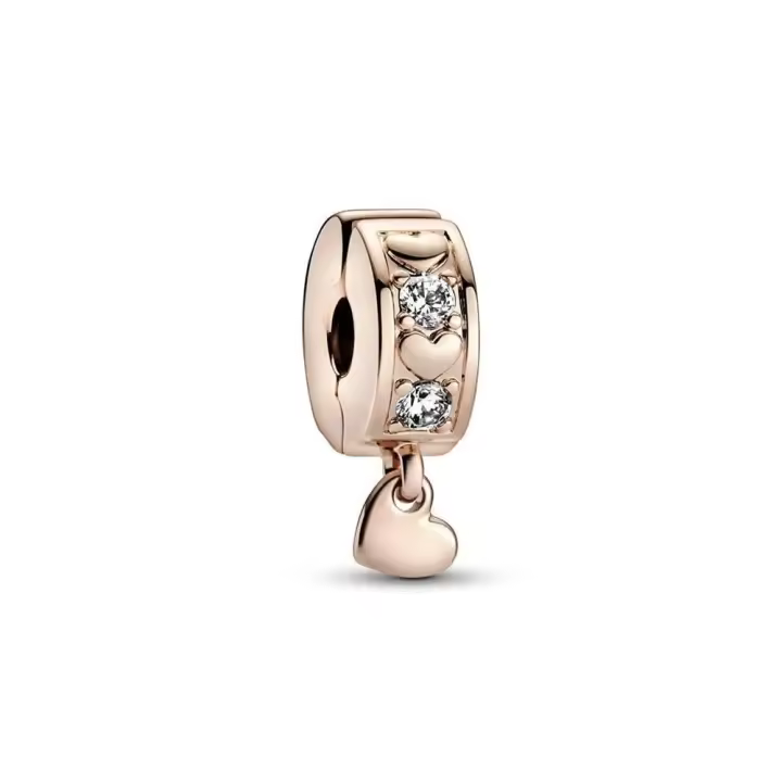 PANDORA Clip Dorado Rosa con Circonita y Agarre de Silicona - 1