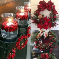 Rama Artificial De Bayas Navideñas Para Adorno De Árbol De Navidad Decoración De Fiesta De Boda Rojo PVC Útil En Aniversarios Y Exhibiciones - details 5