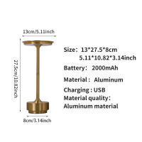 Lámpara De Mesa Recargable Inalámbrica Para Dormitorio Lámpara De Tocar USB-C Creativa Para Camping Y Escritorio Negro Moderno Dimmer - details 11