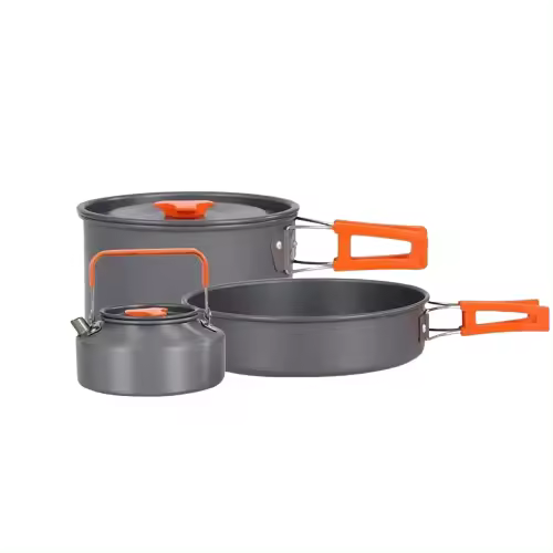 de Utensilios Cocina de Camping para Acampar al Aire Libre Juego de Utensilios de Cocina con Cuencos de Olla, Tetera, Sartén y Espátula para Mochileros Senderismo Picnic - 1