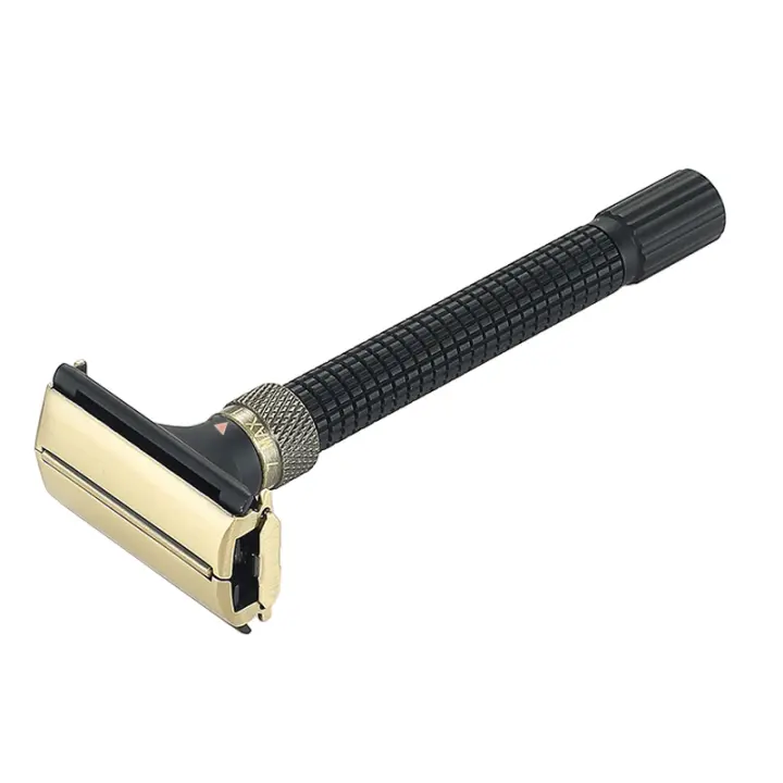 Afeitadora Manual Para Hombres Cuchilla Doble Ajustable Metálica De Latón Recambiable Clásica Para Cabello Y Barba - 1