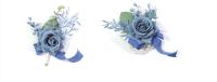 Boutonnieres Azul Oscuro Para Boda Flores Artificiales Corsaje Pulsera Para Novia Y Damas Del Honor Hecho a Mano Accesorios De Novela - details 4