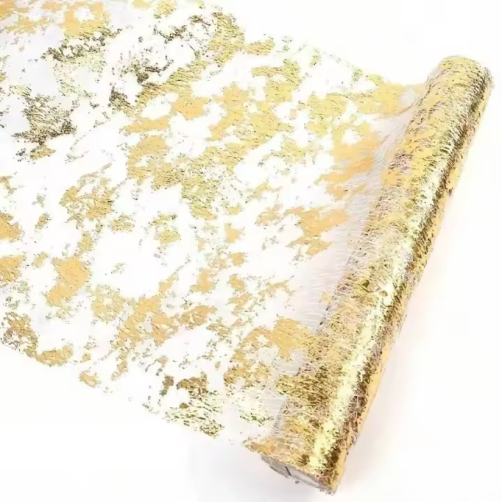 1pc Corredor De Mesa De Poliéster Dorado Metálico Brillante Para Decoración De Comedor Bodas Cumpleaños Banquete - 1