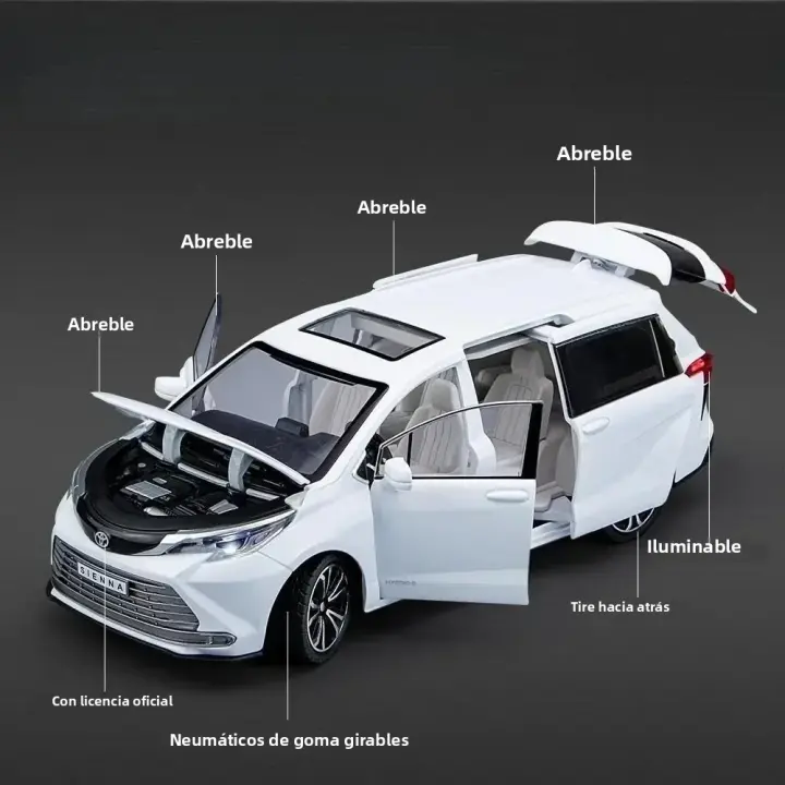 Modelo De Coche De Aleación Toyota Sienna MPV 1:24 Con Sonido Y Luz Simulación De Coche Metal Juguete Para Coleccionistas Y Niños - 1
