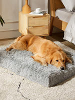Cama de Felpa para Perros, Alfombra de Peluche para Mascotas, Alfombra de Piel Almohadilla para Dormir, Almohadilla para Perrera, Suave, Cómoda y Cálida (Gris Blanco) | 120x80x10cm - details 0