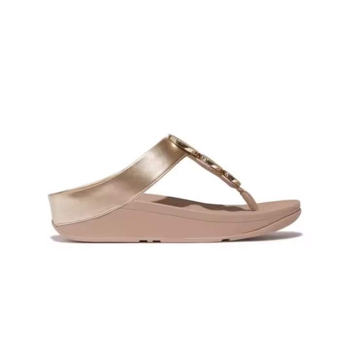 Sandalias Planas Fitflop Halo Bead-circle Mujer Beig - 1