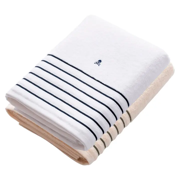 Scalpers Home Conjunto de 2 Toallas de ducha (150x90), 100% algodón, 470 GSM, en gris y blanco - 1
