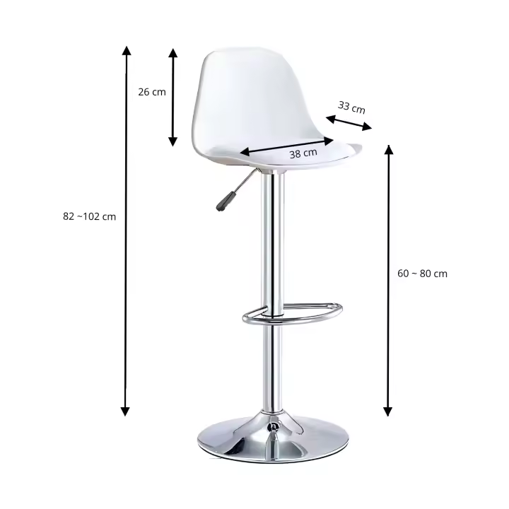 LUTODY - Silla bar, Uso interior, Taburete moderna alta elevación, Asiento de polipiel cuero sintético, Estructura metálica metal de acero, Palanca para subir bajar de asiento, Resistente y fácil de limpiar, Giratoria 360º, Para hogar casa escritorio desp - 1