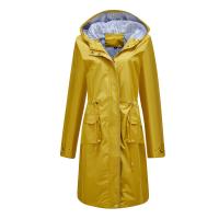 Abrigo De Trench Para Mujer Con Capucha Y Mangas Largas De Color Sólido Estilo Británico Elegante Con Rayas Y Chaqueta Recta Impermeable Para Todas Las Estaciones - details 25