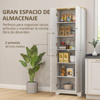 HOMCOM Alacena de Cocina Armario de Cocina Mueble Auxiliar de Cocina con 4 Puertas y Estantes Ajustables para Comedor Salón 60x30x183 cm Blanco - details 1